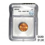 2010-D Lincoln Shield 1C ICG MS67 RD