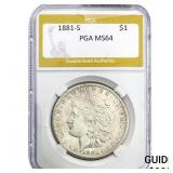 1881-S Morgan Silver Dollar PGA MS64