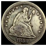 1858 Seated Liberty Quarter NEARLY  UNCIRCULATED