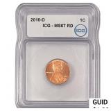 2010-D Union Shield Lincoln Cent ICG MS67 RD