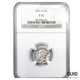 1921-D Mercury Silver Dime NGC F15