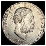 1883 Silver 1 Dala Hawaii CLOSELY  UNCIRCULATED