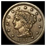 1857 Braided Hair Large Cent CLOSELY  UNCIRCULATE