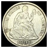 1891 Silver Dime CLOSELY UNCIRCULATED