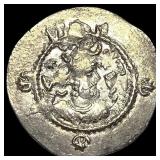 Sasanian Kavadh 499-532 Silver Drachm NEARLY UNCI
