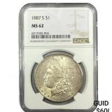 1887-S Morgan Silver Dollar NGC MS62