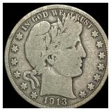 1913-S Silver Barber Half Dollar NICELY  CIRCULAT