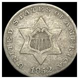 1852 Silver Three-Cent Piece NEARLY  UNCIRCULATED