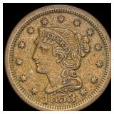 1853 Braided Hair Large Cent NEARLY  UNCIRCULATED