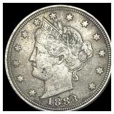 1883 Liberty Head Nickel No Cents NEARLY  UNCIRCU