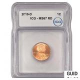 2010-D Union Shield Lincoln Cent ICG MS67 RD
