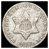 1851 Silver Three-Cent Piece LIGHTLY  CIRCULATED