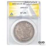 1892-S Morgan Silver Dollar ANACS VF25