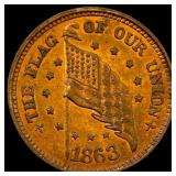 1863 Civil War Token "The Flag of Our Union"  U