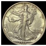 1917-D Silver Walking Liberty Half Dollar LIGHTLY
