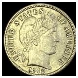 1912-S Silver Barber Dime CHOICE AU