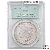 1881-S Morgan Silver Dollar PCGS MS64