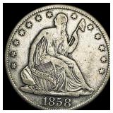 1858-O Seated Liberty Half Dollar NEARLY  UNCIRCU