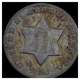 1851 Silver Three-Cent Piece NEARLY  UNCIRCULATED