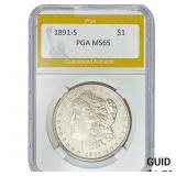 1891-S Morgan Silver Dollar PGA MS65
