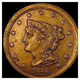 1855 Braided Hair Half Cent CLOSELY  UNCIRCULATED