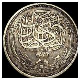 1917 Egypt Silver 10 Piastres NEARLY UNCIRCULATED