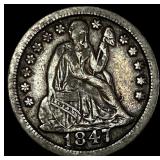 1847 Seated Liberty Dime LIGHTLY CIRCULATED