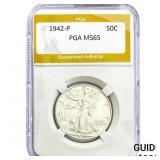 1942 Walking Liberty Half Dollar PGA MS65