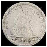 1854 Arrows Seated Liberty Quarter CLOSELY  UNCIR