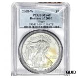 2008-W $1 Silver Eagle PCGS MS69 Rev of 2007