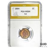 1864 Indian Head Cent PGA MS64 Red
