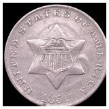 1852 Silver Three-Cent Piece CHOICE AU