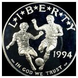 1994-S Silver Dollar World Cup CHOICE PROOF