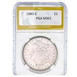 1880-S Morgan Silver Dollar PGA MS65