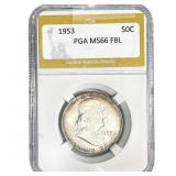 1953 Franklin Half Dollar PGA MS66 FBL