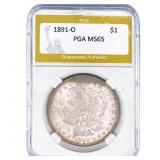 1891-O Morgan Silver Dollar PGA MS65
