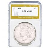 1921 Silver Peace Dollar PGA MS63