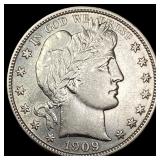 1909-S Silver Barber Half Dollar CLOSELY  UNCIRCU