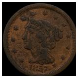 1857 Braided Hair Large Cent HIGH GRADE