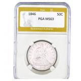 1846 Seated Liberty Half Dollar PGA MS63