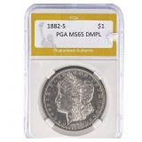 1882-S Morgan Silver Dollar PGA MS65 DMPL