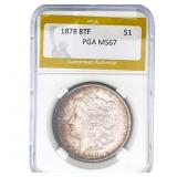 1878 8TF Morgan Silver Dollar PGA MS67