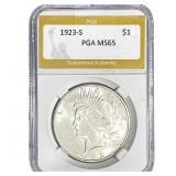 1923-S Silver Peace Dollar PGA MS65