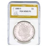 1880-S Morgan Silver Dollar PGA MS65 PL