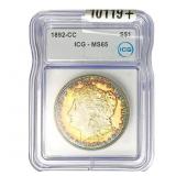 1892-CC Morgan Silver Dollar ICG MS65