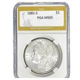 1881-S Morgan Silver Dollar PGA MS65