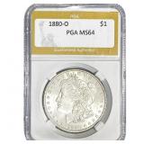 1880-O Morgan Silver Dollar PGA MS64