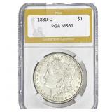 1880-O Morgan Silver Dollar PGA MS61