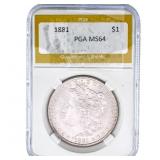 1881 Morgan Silver Dollar PGA MS64