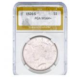 1926-S Silver Peace Dollar PGA MS64+